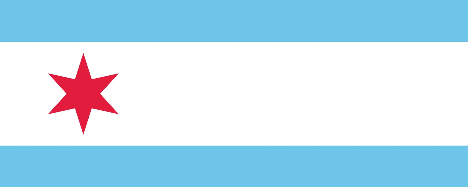 The Chicago flag with one star left, the first one, Fort Dearborn. The other three are gone.